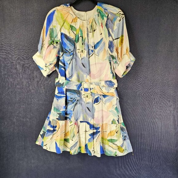 NEW Ted Baker London Rita Floral Belted Mini Dress In White Size 4, US 10 #1533 - Picture 6 of 9